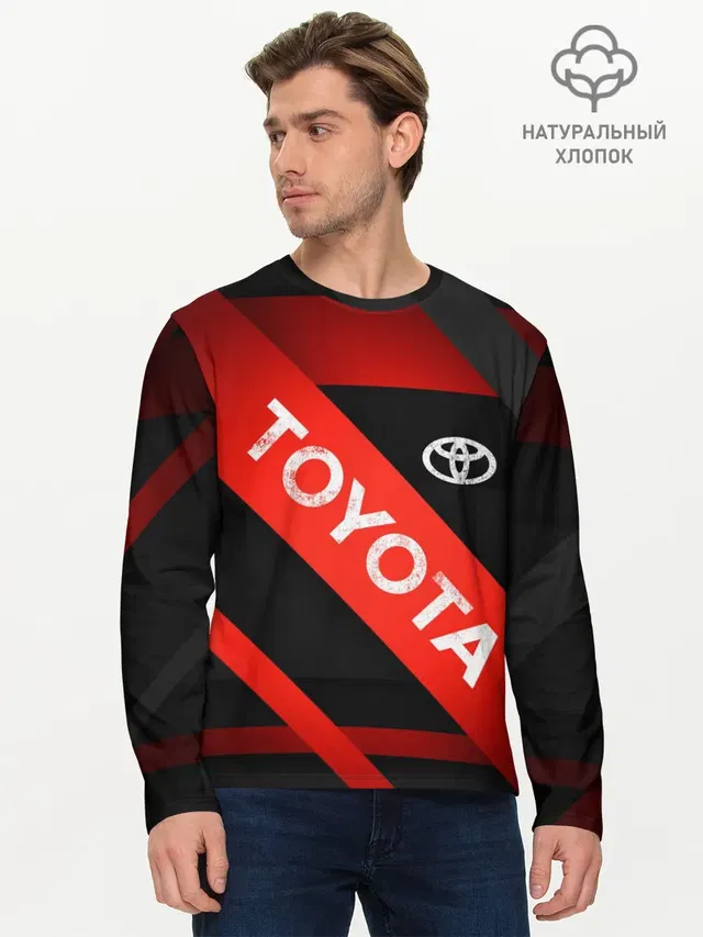 Мужской лонгслив базовый с принтом «Тойота — TOYOTA LINES»