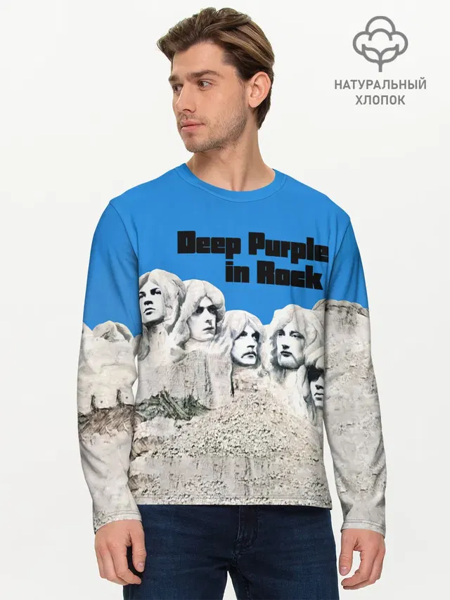 Мужской лонгслив базовый с принтом «Deep Purple — Deep Purple in Rock»