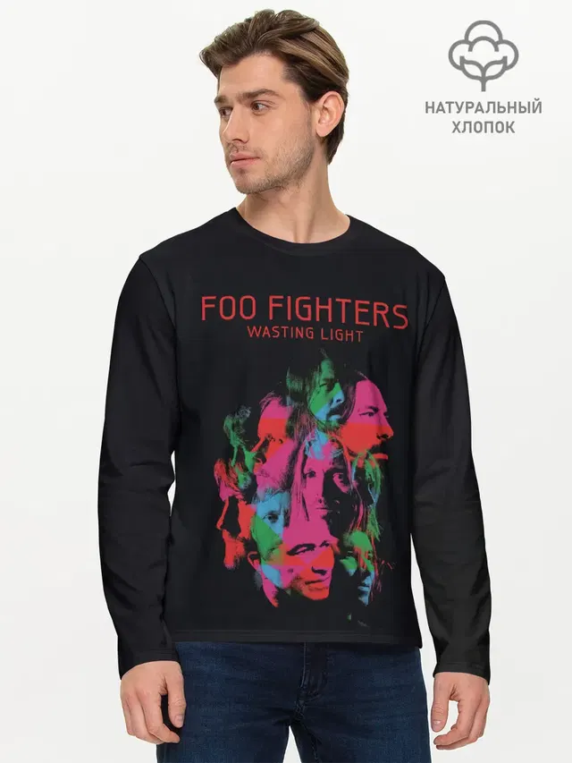 Мужской лонгслив базовый с принтом «Foo Fighters — Wasting Light - Foo Fighters»