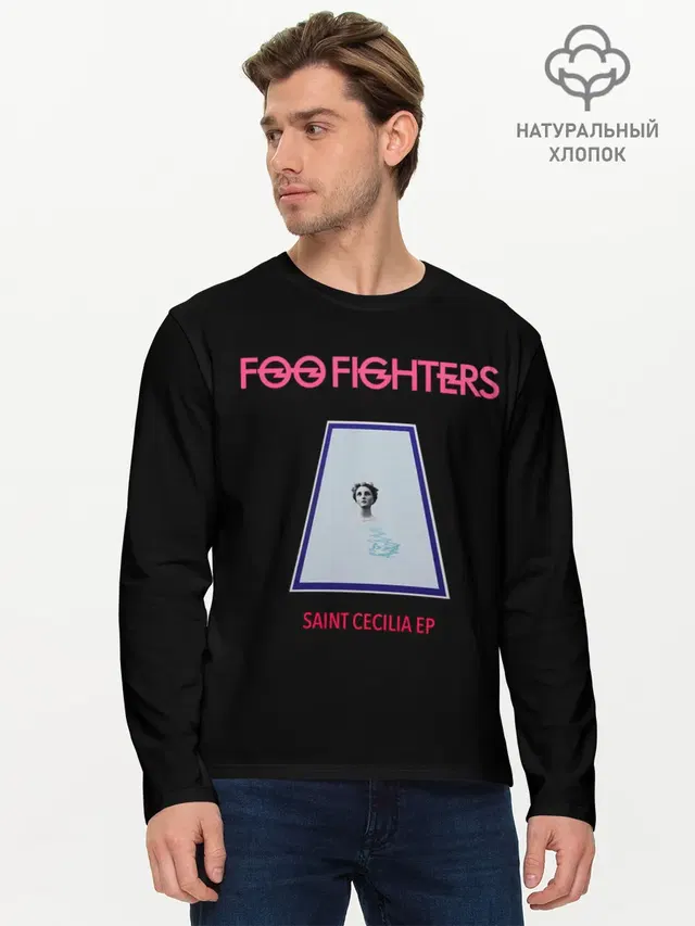Мужской лонгслив базовый с принтом «Foo Fighters — Saint Cecilia - Foo Fighters»