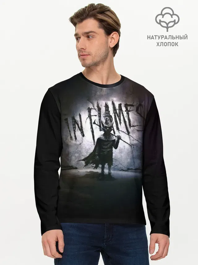 Мужской лонгслив базовый с принтом «In Flames — I, the Mask - In Flames»