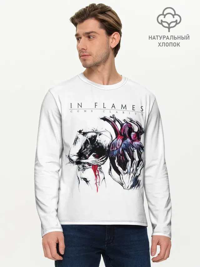 Мужской лонгслив базовый с принтом «In Flames — Come Clarity - In Flames»
