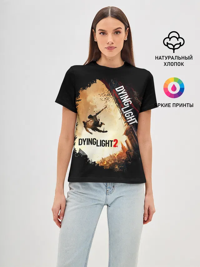 Женская базовая футболка с принтом «Dying Light — DYING LIGHT 2 NEW WORLD»