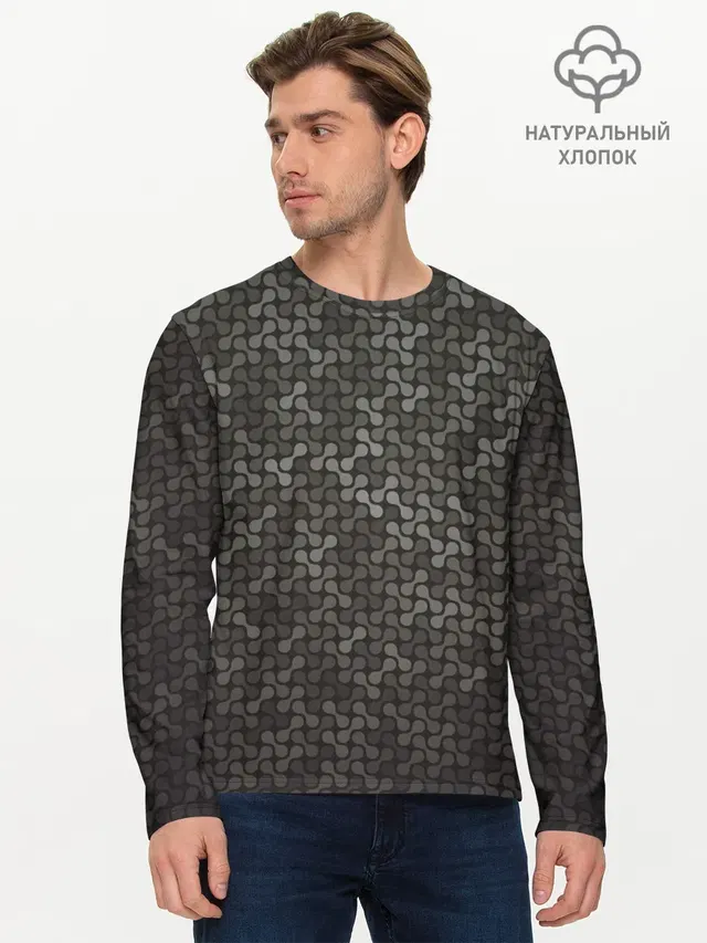 Мужской лонгслив базовый с принтом «Геометрия — Geometric textures»