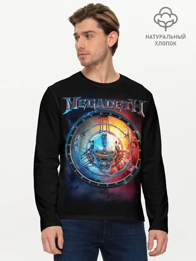 Мужской лонгслив базовый с принтом «Megadeth — Megadeth, Super Collider»
