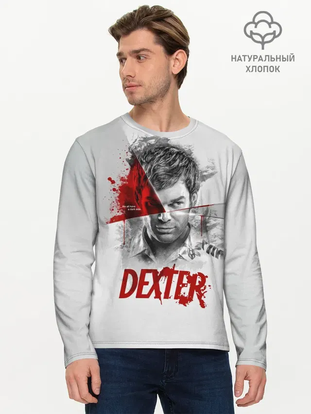 Мужской лонгслив базовый с принтом «Декстер — Dexter Правосудие Декстера»