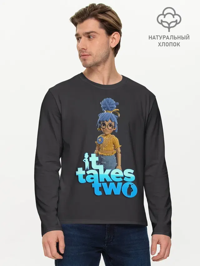 Мужской лонгслив базовый с принтом «It takes two — It Takes Two Мэй»