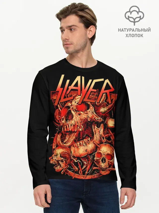Мужской лонгслив базовый с принтом «Slayer — Slayer, Reign in Blood»