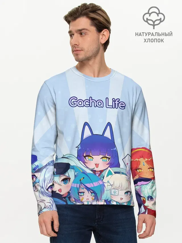 Мужской лонгслив базовый с принтом «Gacha Club — Gacha Club Character»