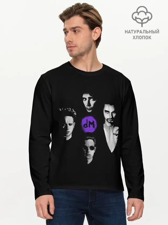 Мужской лонгслив базовый с принтом «Depeche Mode — Depeche mode band»
