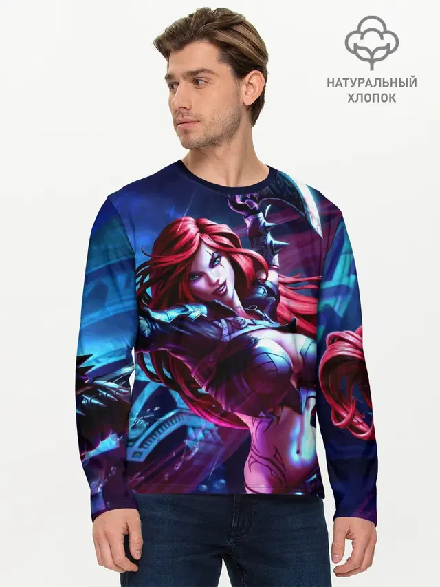 Мужской лонгслив базовый с принтом «Катарина League of legends»