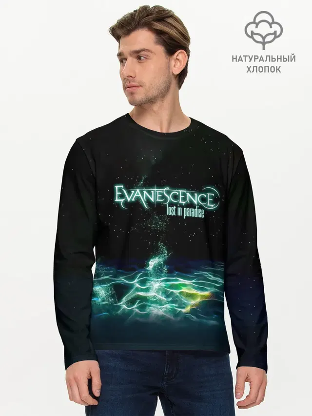 Мужской лонгслив базовый с принтом «Evanescence — Evanescence lost in paradise»