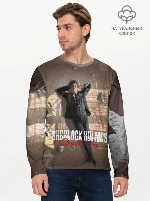 Мужской лонгслив базовый с принтом «Sherlock Holmes Part One»