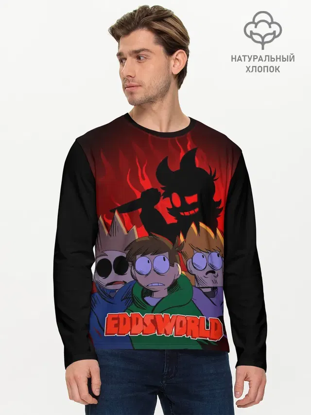 Мужской лонгслив базовый с принтом «Eddsworld — Tord devil»