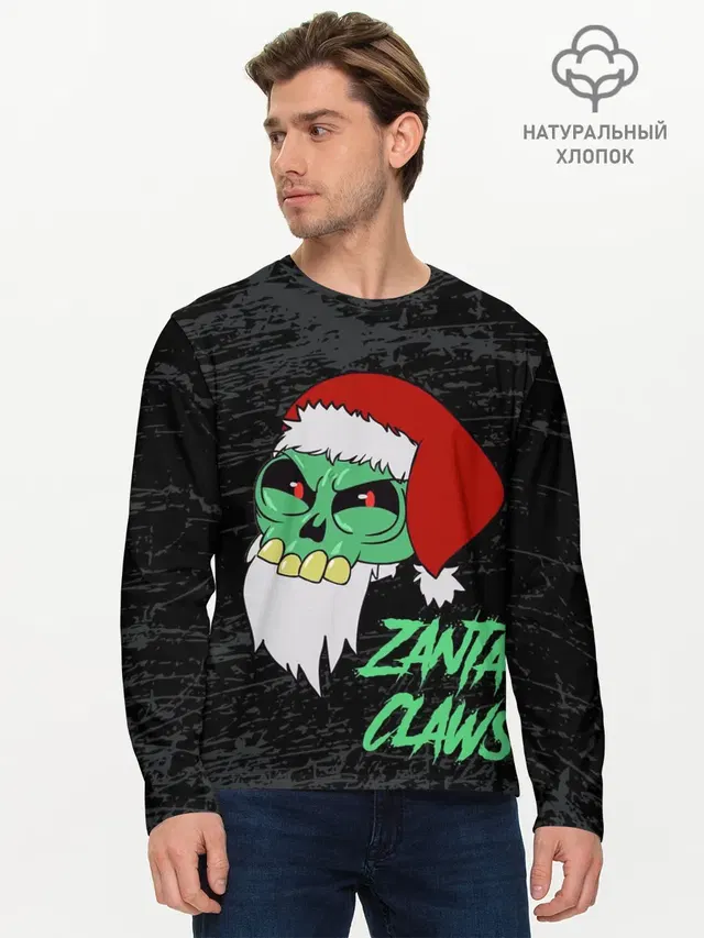 Мужской лонгслив базовый с принтом «Eddsworld — Zanta Claws.»