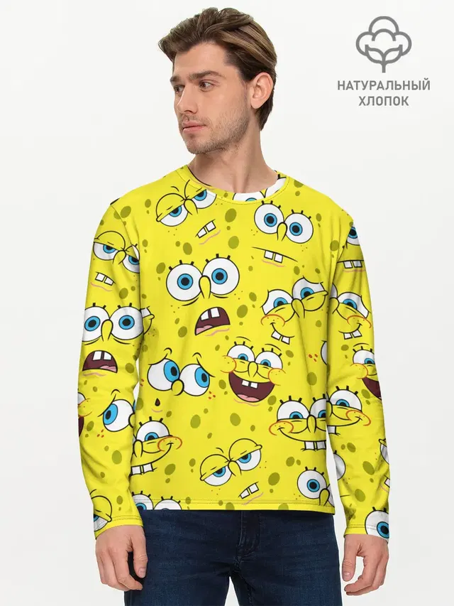 Мужской лонгслив базовый с принтом «Губка Боб — SpongeBob pattern»