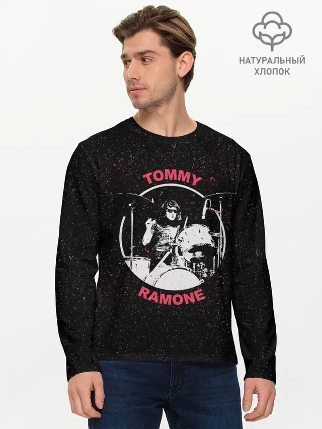 Мужской лонгслив базовый с принтом «Ramones — Tommy Ramone»