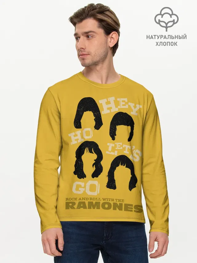 Мужской лонгслив базовый с принтом «Ramones — Hey Ho Lets Gog»