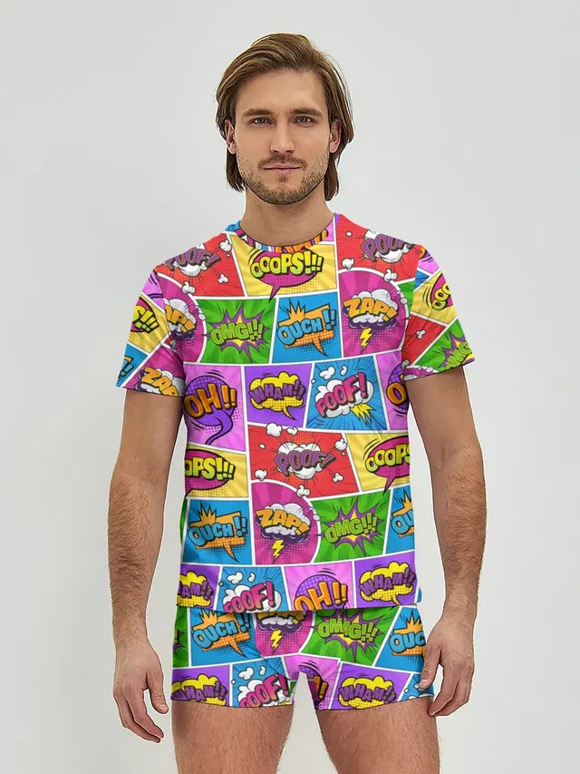 Мужские трусы с футболкой с принтом «Pop Art»