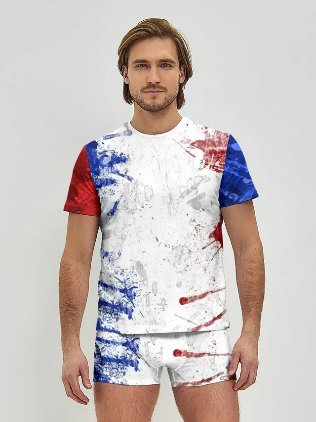 BLUE WHITE & RED