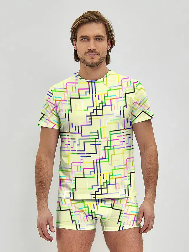 Мужские трусы с футболкой с принтом «Геометрия — Geometric Color»