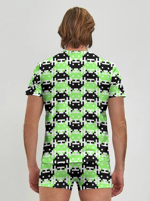 Мужские трусы с футболкой с принтом «Разные игры — Space Invaders — Old game»
