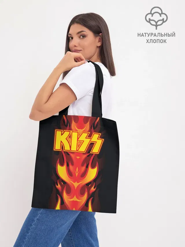 Шоппер базовый с принтом «Kiss»