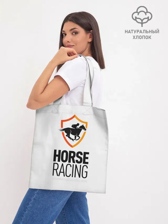 Шоппер базовый с принтом «Лошади — Horse racing»