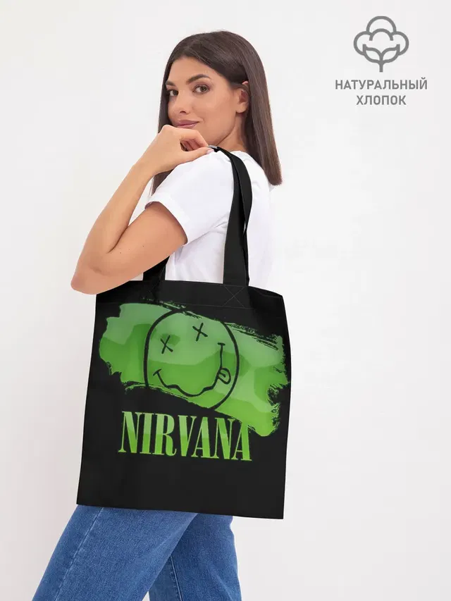 Шоппер базовый с принтом «Nirvana smiley»