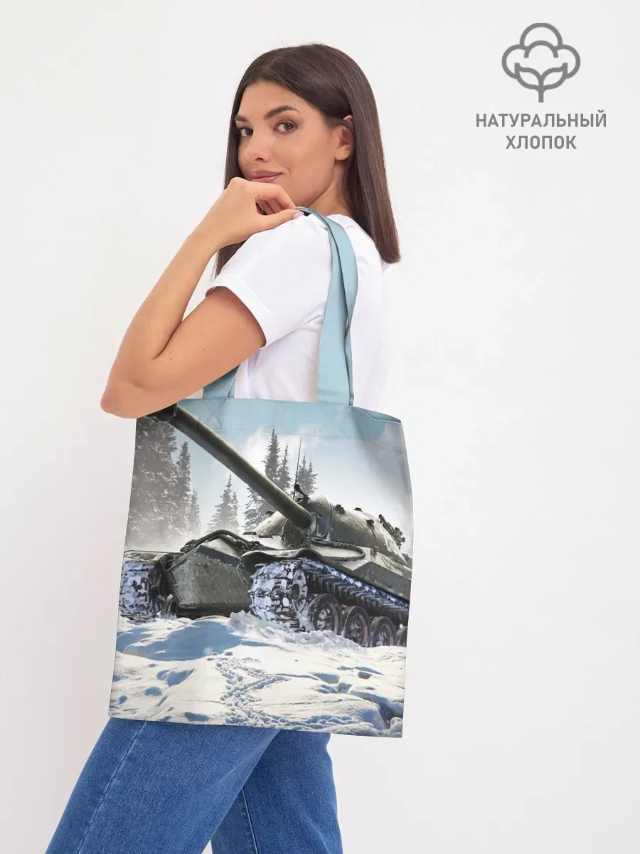 Шоппер базовый с принтом «ТАНК WINTER», вид спереди