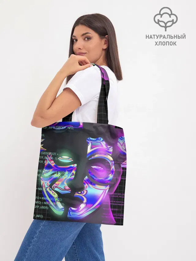Шоппер базовый с принтом «Vaporwave — Chrome Effect»