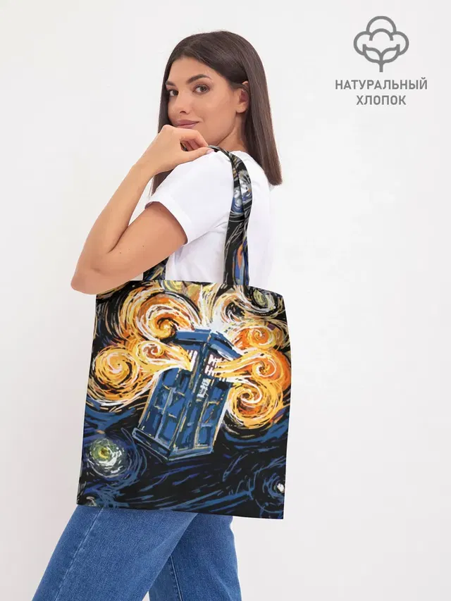Шоппер базовый с принтом «Van Gogh Tardis»