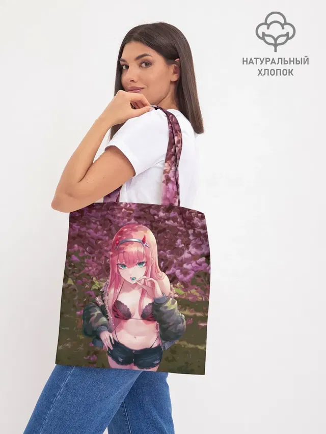Шоппер базовый с принтом «Darling in the FranXX — Zero Two Сад сакуры»