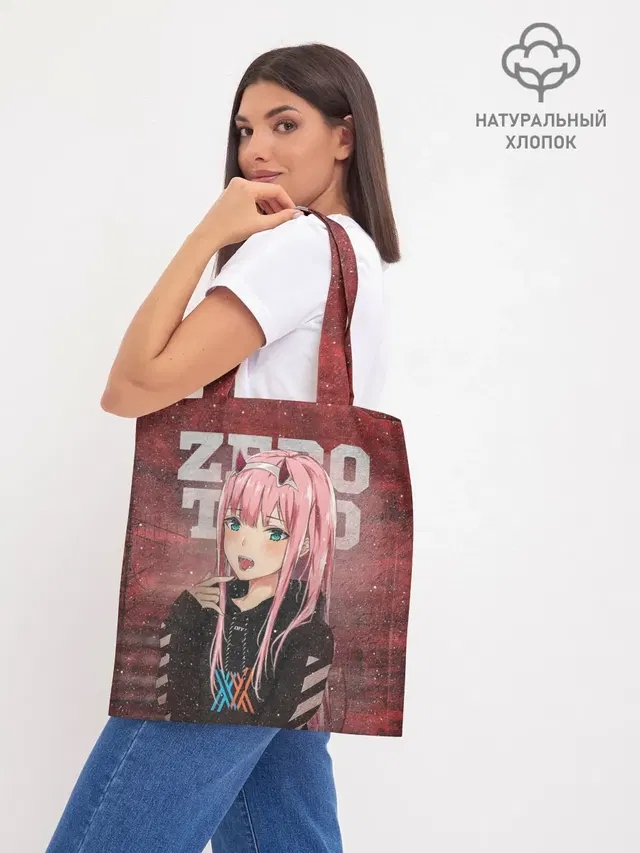 Шоппер базовый с принтом «Darling in the FranXX — Zero Two в толстовке»