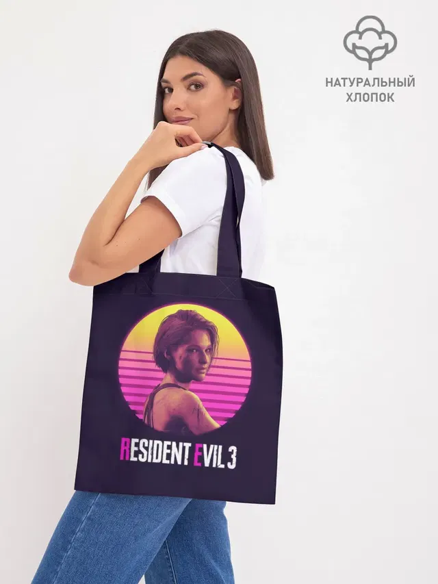 Шоппер базовый с принтом «RE3 Jill неон»