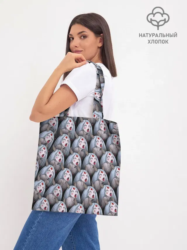 Шоппер базовый с принтом «Kaguya Ahegao»