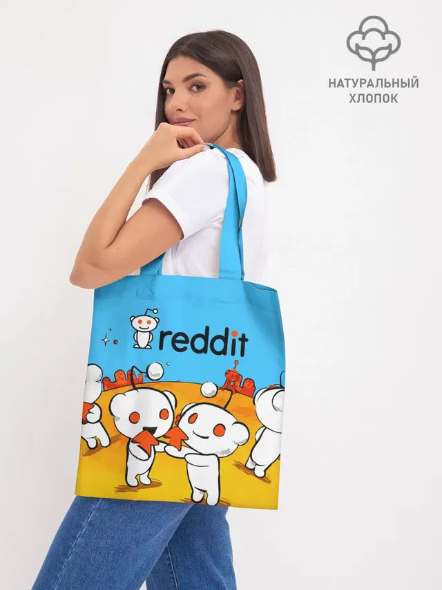 Шоппер базовый с принтом «Социальные сети — REDDIT — РЕДДИТ — UPVOTE ART»