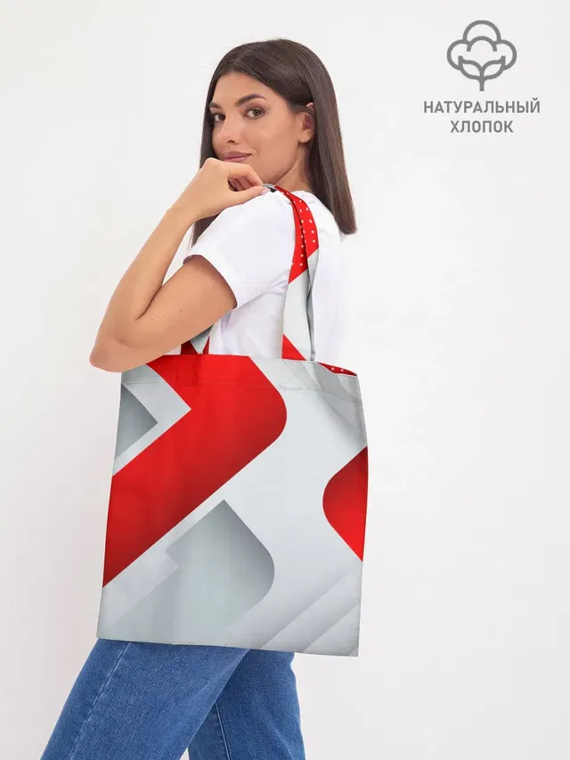 Шоппер базовый с принтом «3D Sport Style RED — WHITE»