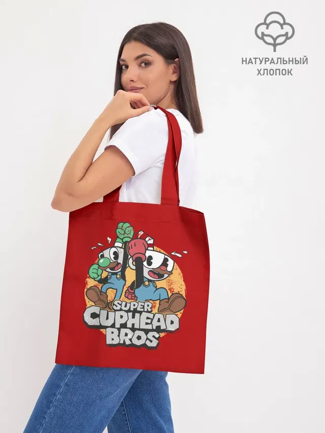 Шоппер базовый с принтом «Super Cuphead Bros»