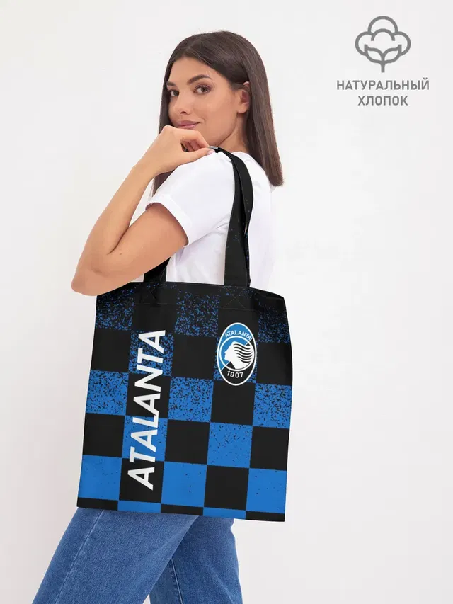Шоппер базовый с принтом «Разные футбольные принты — FC ATALANTA — ФК АТАЛАНТА»