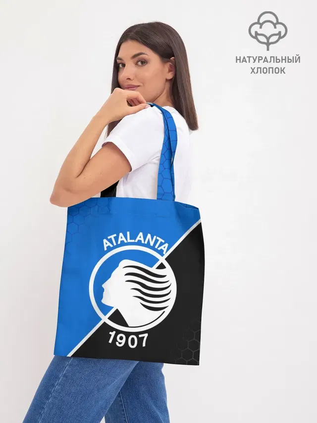 Шоппер базовый с принтом «Разные футбольные принты — FC ATALANTA — ФК АТАЛАНТА»