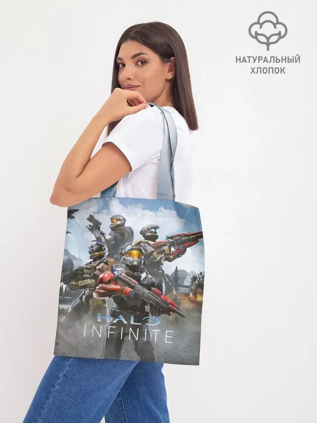 Шоппер базовый с принтом «Halo infinite Мультиплеер»