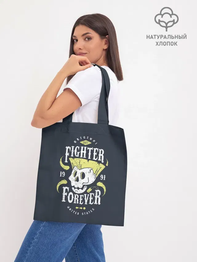 Шоппер базовый с принтом «Fighter forever»