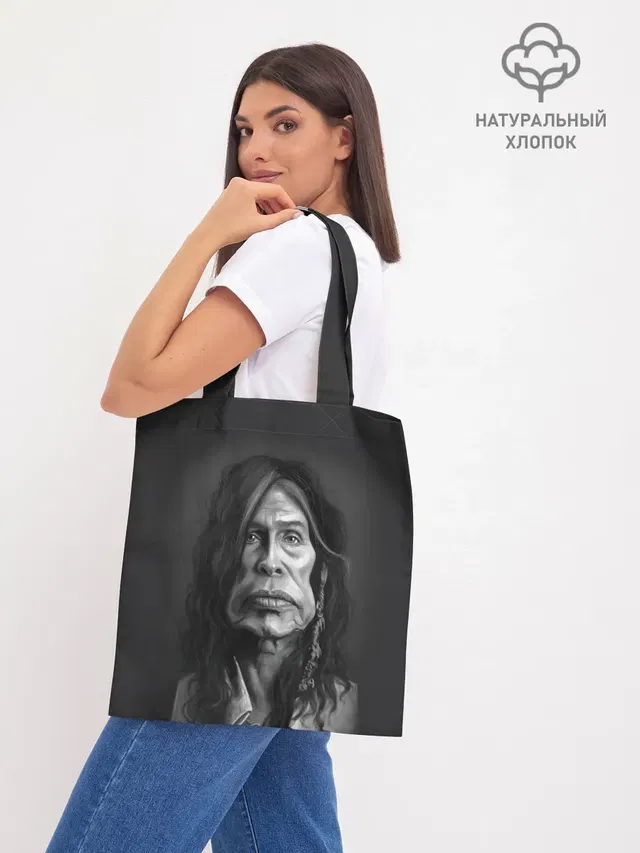 Шоппер базовый с принтом «Разный рок — Steven Tyler — AEROSMITH»