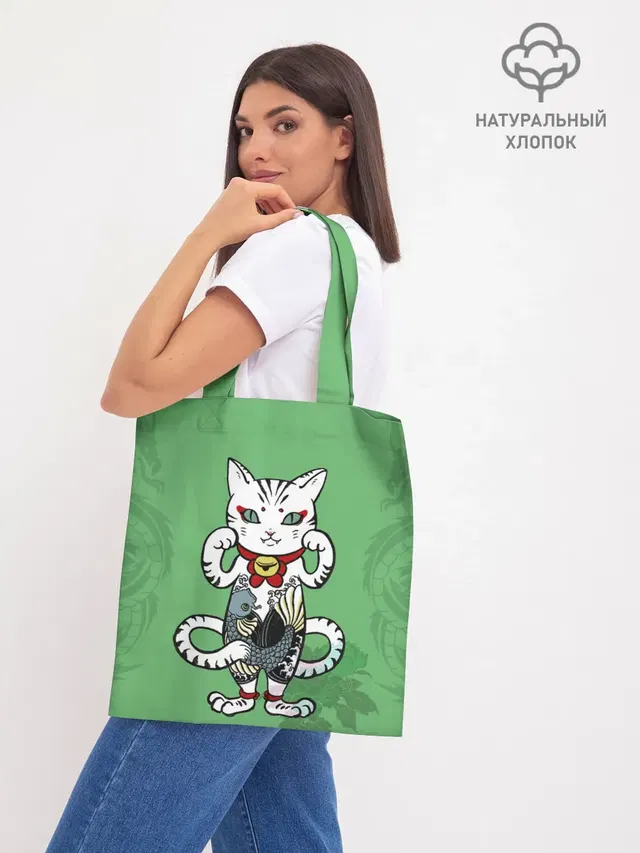 Шоппер базовый с принтом «Самурай — ЯПОНСКИЙ КОТ — JAPANESE CAT»