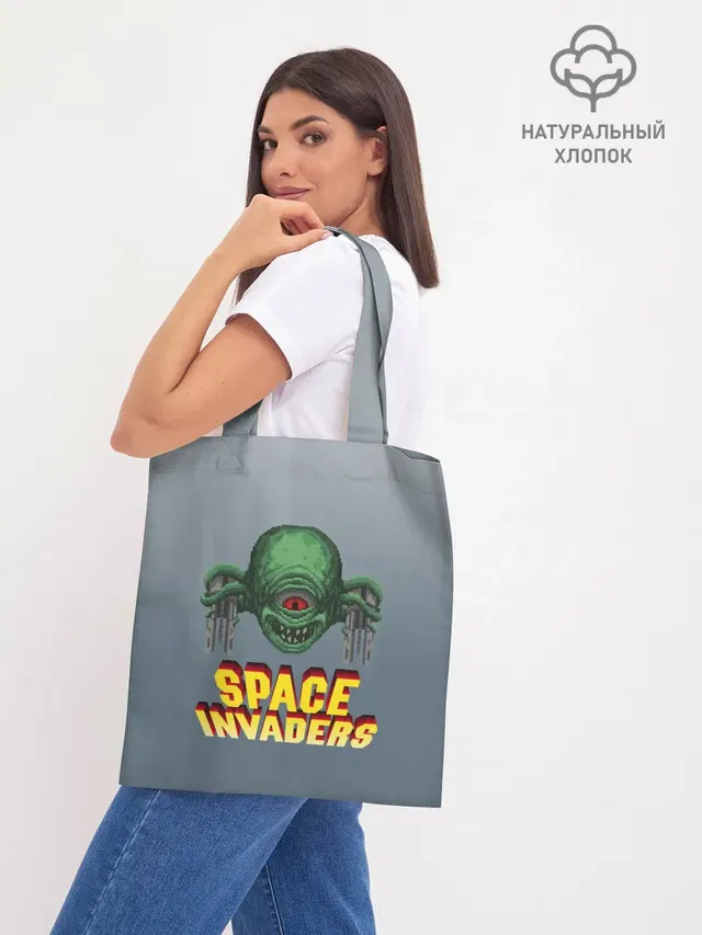 Шоппер базовый с принтом «Space Invaders — Old game»