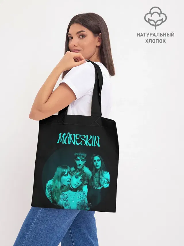 Шоппер базовый с принтом «Maneskin — Maneskin. Fisheye Faces»