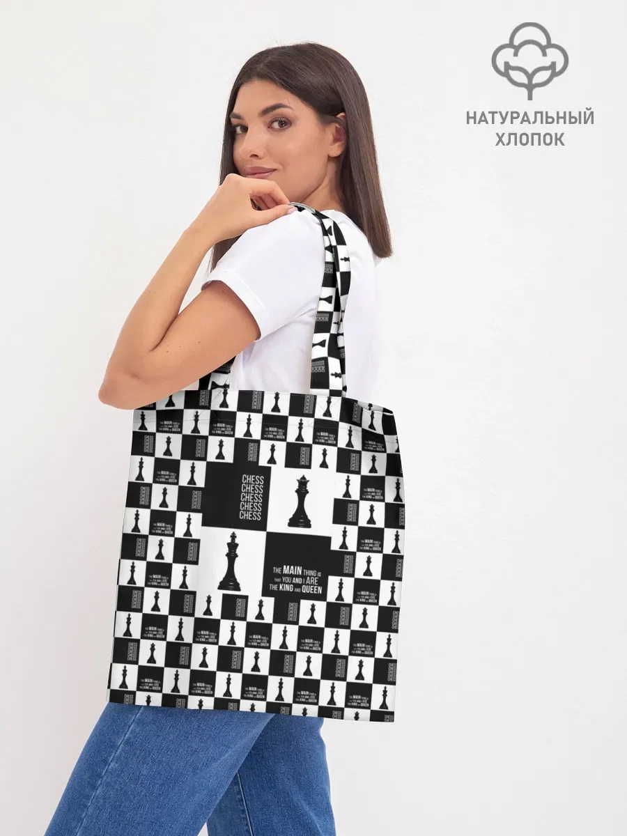 Джинсовый шоппер «Chess» — принт крупно