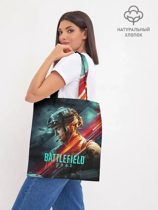 Шоппер базовый с принтом «Battlefield 2042 game art»