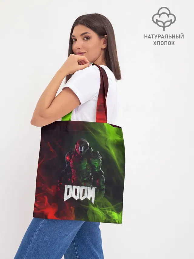 Шоппер базовый с принтом «Дум — Doomguy»